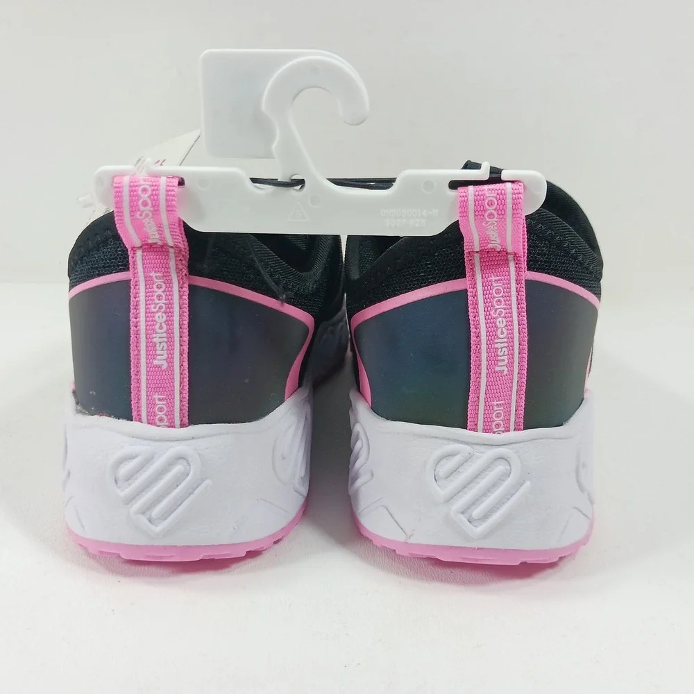 Justice Sport Girls Slip On Sneakers Black Pink Iridescent Size 5 GMG JUS SNKR